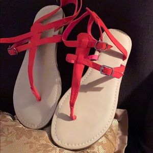 Red thong sandals size 9